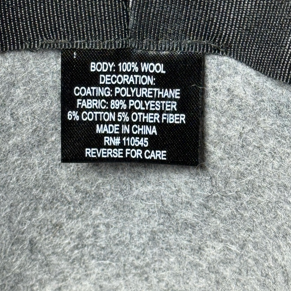 Women’s Gray Wool Wide Brim Hat w/ Faux Leather Band • XL (7 5/8) • EUC - Picture 9 of 9